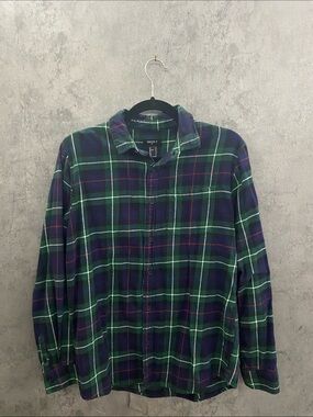 Forever 21 Green & Blue Plaid Button-Down Shirt